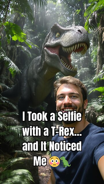 I Took a Selfie with a T-Rex… and It Noticed Me 😳🦖