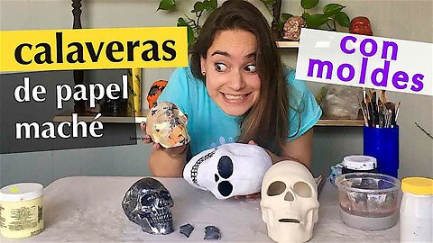 Como hacer CALAVERAS DE PAPEL MACHE usando moldes