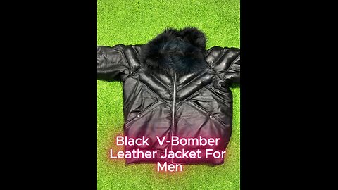 Men’s V-Bomber Jacket in Lambskin Leather with Ribbed Hem & Cuffs