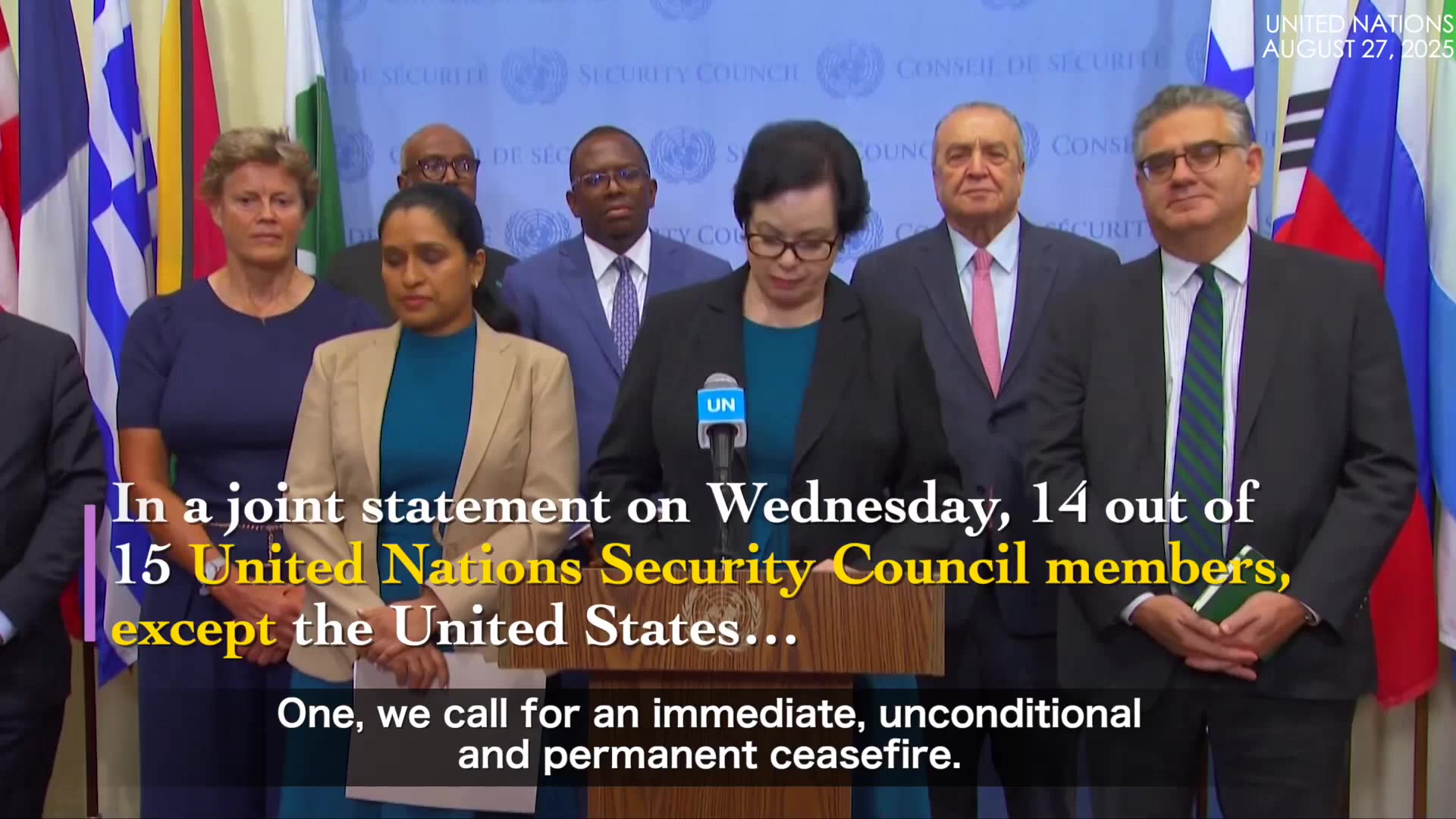 UNSC, except US, call for ending man-made Gaza famine