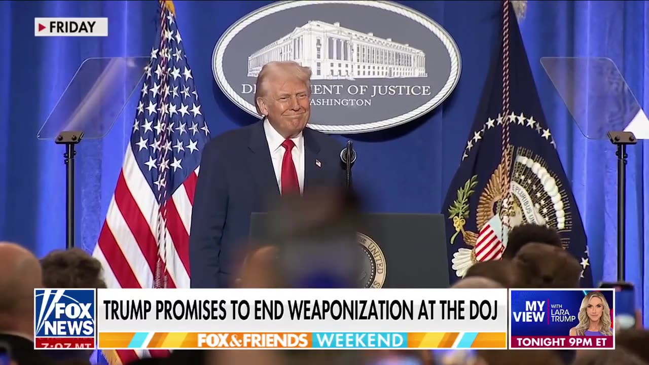 Trump vows to end weaponization during visit to the DOJ