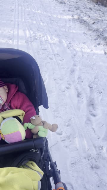 Baby Kayla Sleeping Outside in the Snow ❄️😴 (Cozy Stroller Nap)