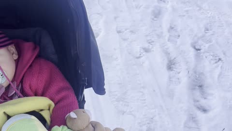 Baby Kayla Sleeping Outside in the Snow ❄️😴 (Cozy Stroller Nap)
