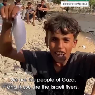 Children in Gaza City are tearing up Israeli evacuation flyers