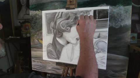 drawing/painting of mom & sister