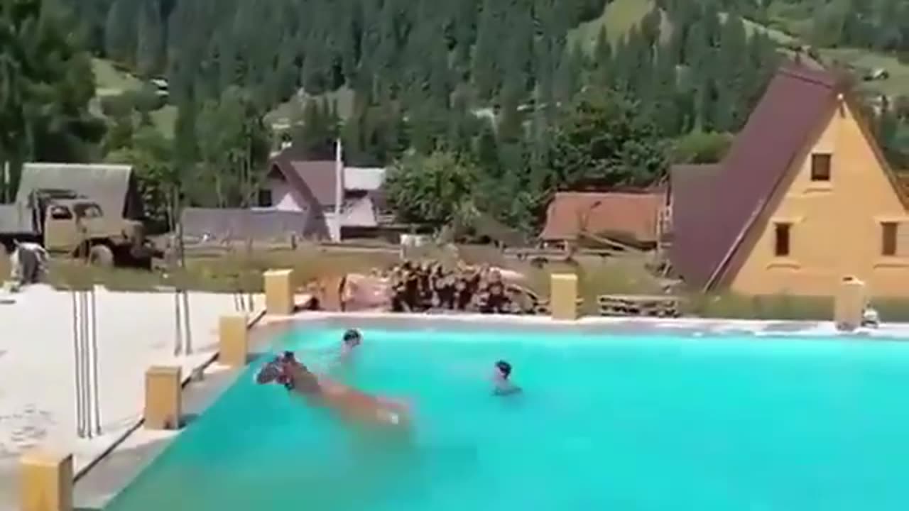 When the heat gets too much, this cow cools off in the pool. Simple joys, beautiful life.