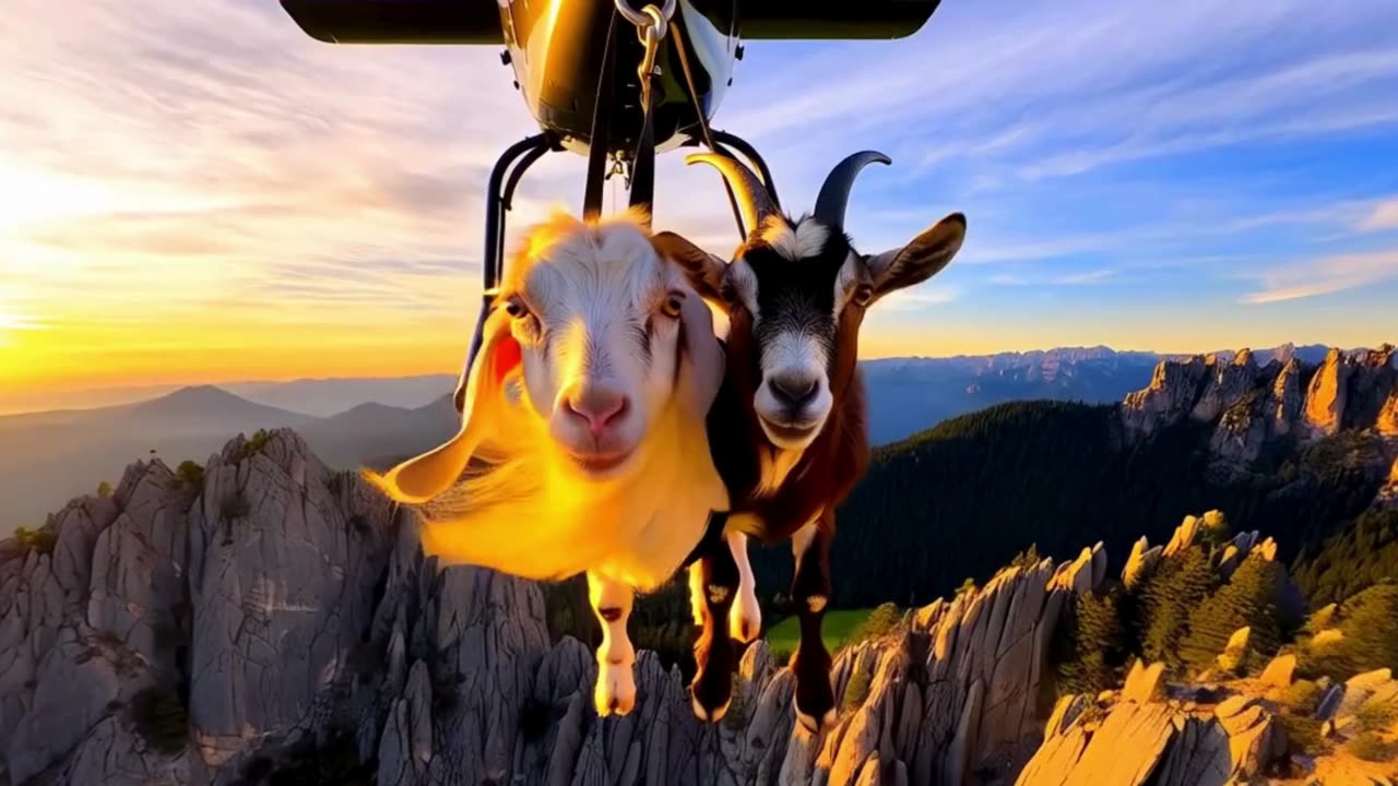 Injured Goat Rescued & Airlifted by Helicopter from Hilly Terrain