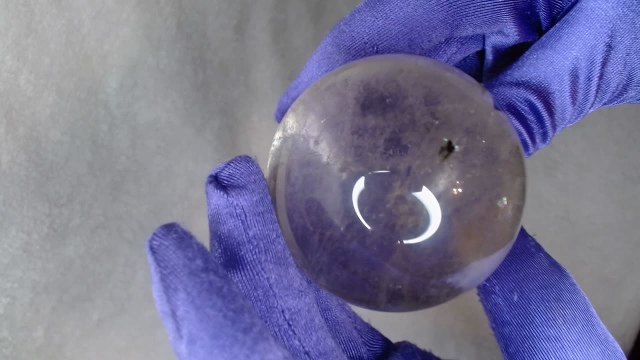 60mm Light Smoky Quartz Sphere with Red Tourmaline & Stunning Rainbows Crystal Healing Decoration