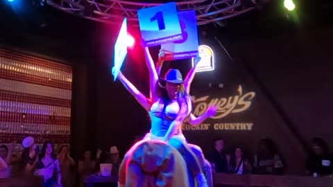 Bikini mechanical bull riding in Las Vegas: The top three finishers are chosen by audience judges