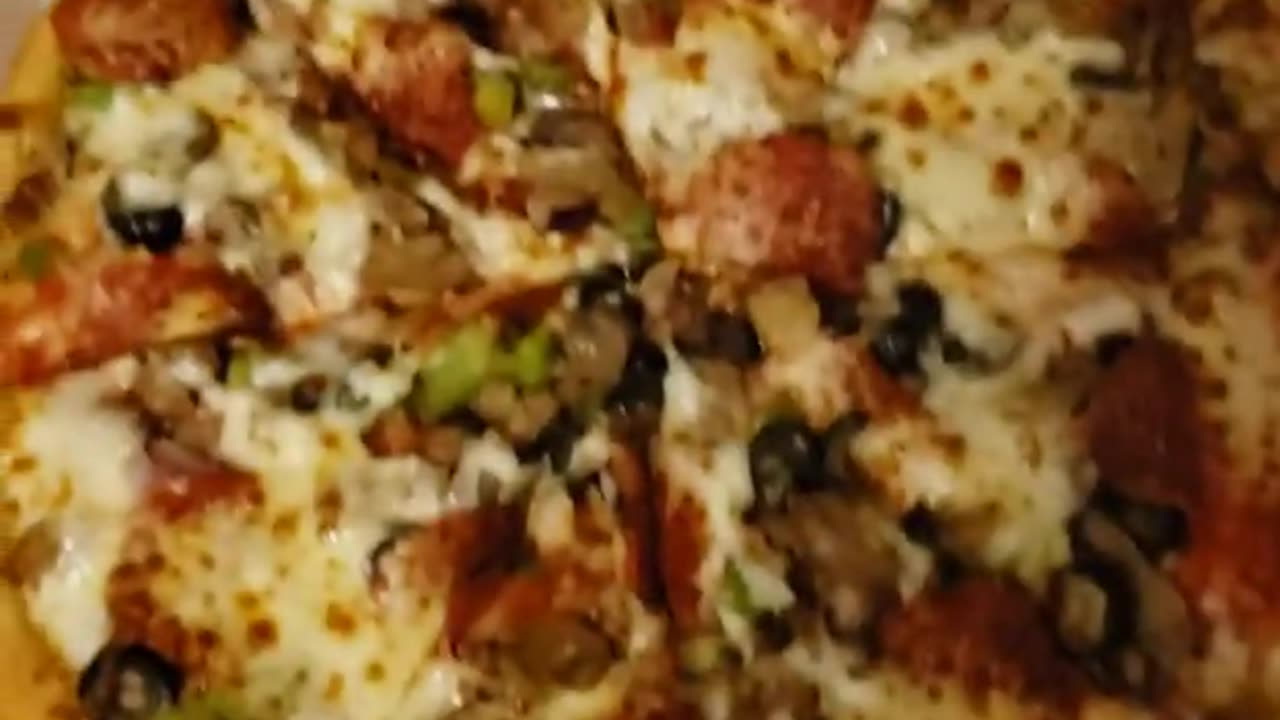 Supreme Pizza - All American Pizza - Full view inside the Pizza box.