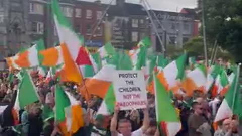 Demonstration in Cork, Ireland, against extensive immigration and governmental policies.