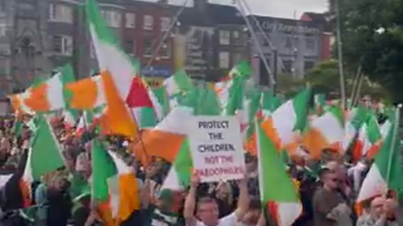 Demonstration in Cork, Ireland, against extensive immigration and governmental policies.