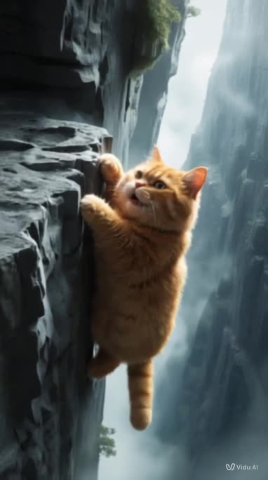 This Cat’s Hanging On for Dear Life!" 🐱🧗‍♂️