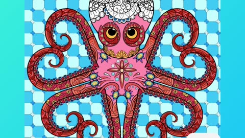 Intricate Artistic Octopus Illustration with Vibrant Colors and Unique Patterns
