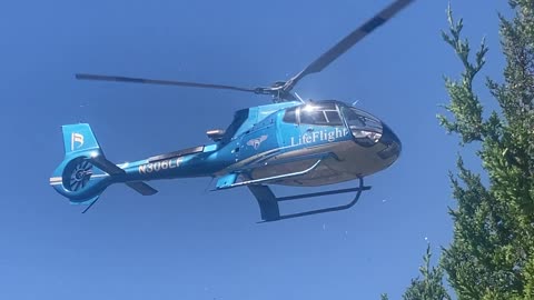 Life Flight Helicopter landing at St. Louis University Hospital in St Louis