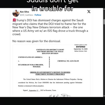 Indictment Dismissed against Saudi Migrant Who Claimed DOJ Tried to Frame Her for New Orleans Attack