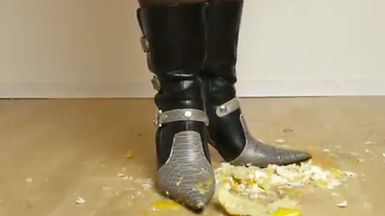 Spike High Heel Boots Crushes Food