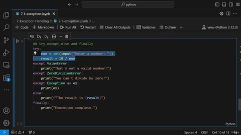 8.1 Exception Handling With try except else and finally blocks Krish Naik ML