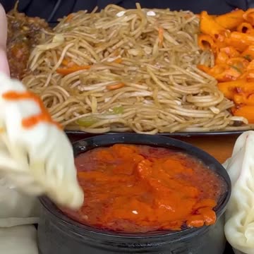 MOMO EATING SPICY CHUTNEY ASMR #mukbang