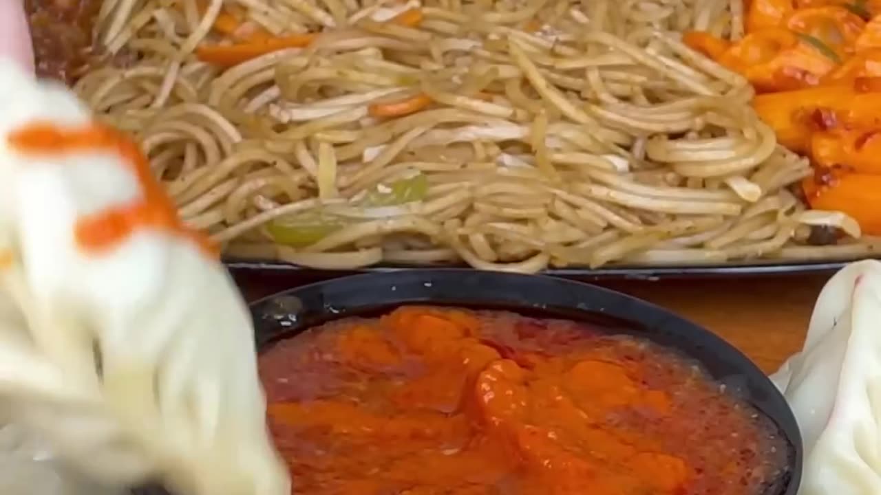 MOMO EATING SPICY CHUTNEY ASMR #mukbang