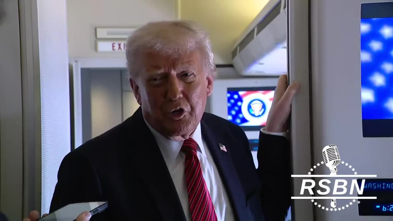 RSBN Pres. Trump answers questions while aboard Air Force One en route to Qatar - 5-14-25