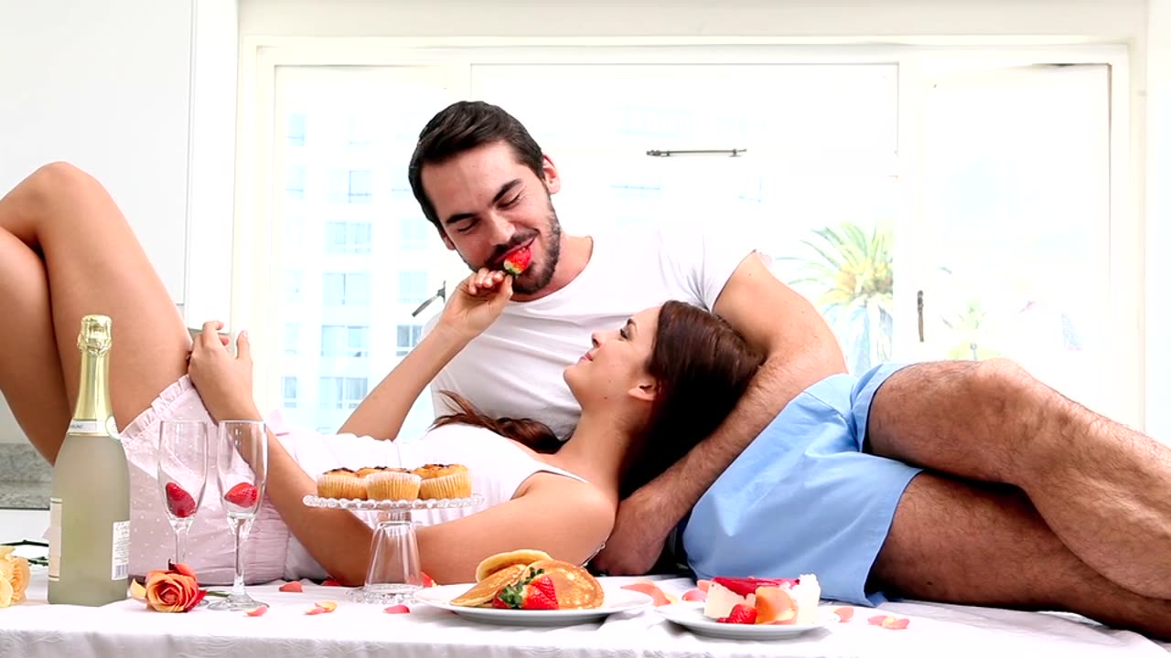 Couple, lovers, strawberry