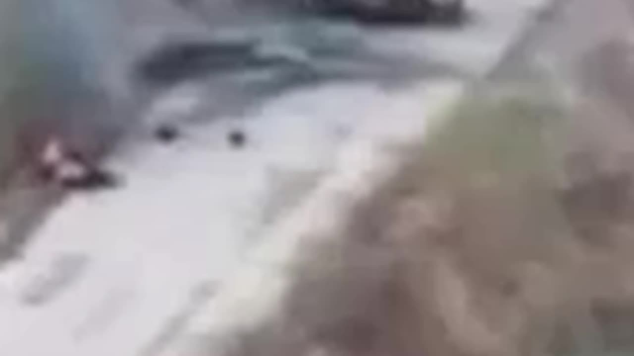 Russian Soldiers Begin to Pile Up After Driving into Wreakage Hidden by Smoke