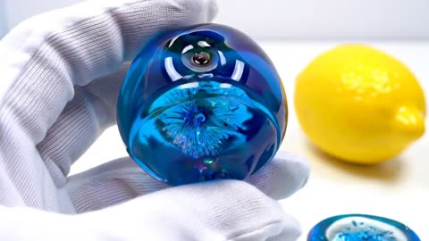 Cutting Glass Fruits Blue Lagoon ASMR Satisfying video