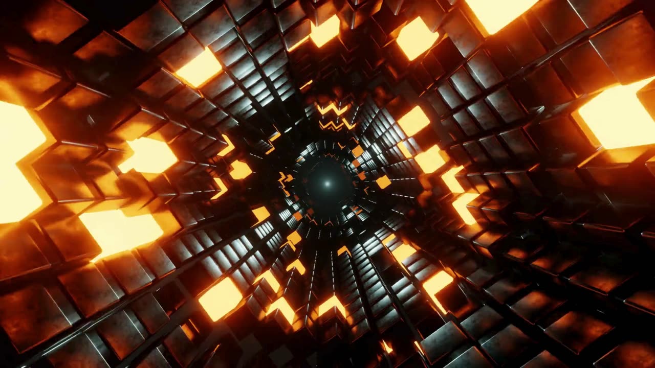 Dynamic Neon Tunnel Animation with 3D Effects - 4K