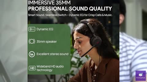 Yealink UH44 Teams Certified USB Wired Headset with 2 Noise Cancelling Mics,Ster