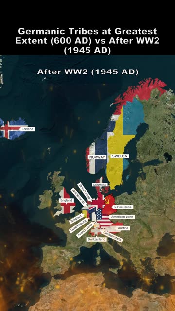 Germanic Tribes at Greatest Extent (600 AD) vs After WW2 (1945 AD)-2