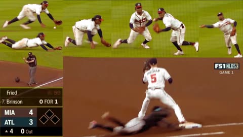 Prototype 510: Atlanta Braves Ozzie Albies dive and throw to 1st: 2020 NLDS