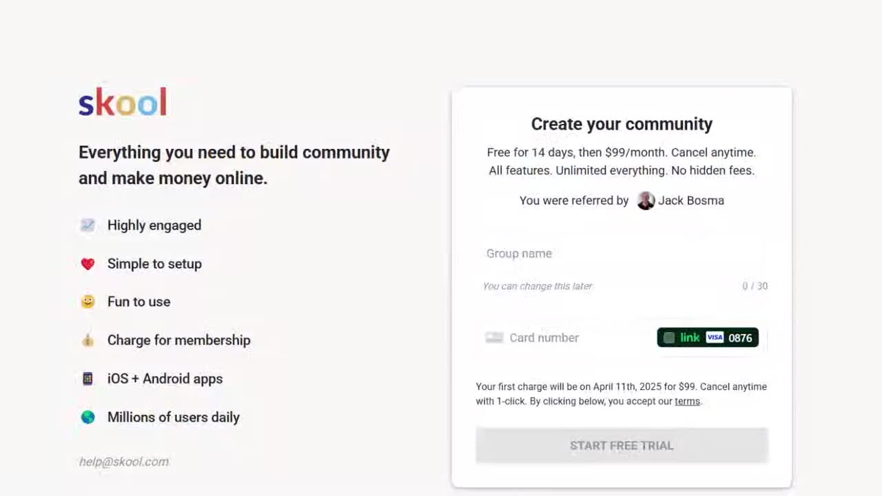 Please Create A Skool And Add Me As An Admin
