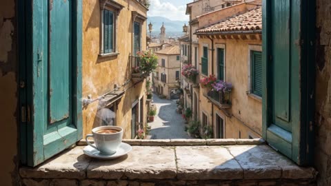 Coffee & Smooth Jazz by the Window | Relaxing Italian Street Ambience