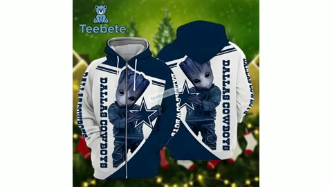 Dallas Cowboys Groot Blue White 3D Kids Hoodie