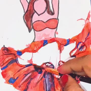 Thread Painting🥰Girl Dress Magic😱😍💚💜#shorts #art #creative#acrylicpainting