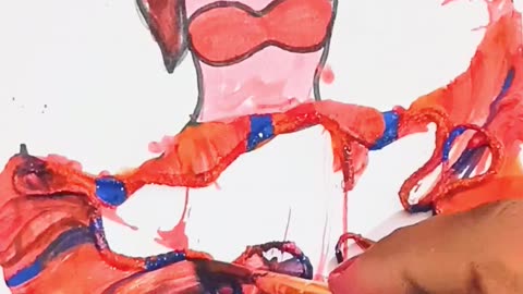 Thread Painting🥰Girl Dress Magic😱😍💚💜#shorts #art #creative#acrylicpainting