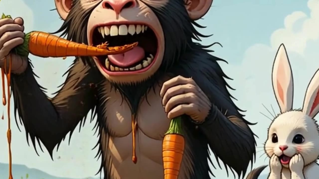 Cute Monkey Enjoying a Crunchy Carrot! 🐒🥕
