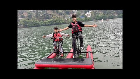 Lake Mein Cycle Chaladi 😍 @sauravjoshivlog3288