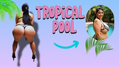 Busty Older Woman and Tropical Pool