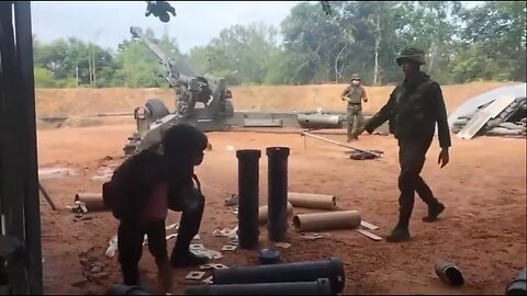 The work of the Thai Armed Forces artillery on the positions of the Cambodian Armed Forces