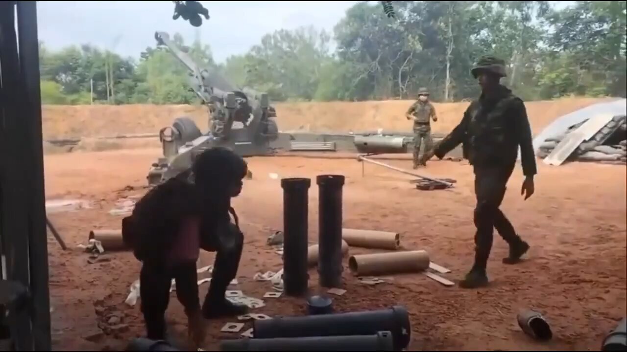 The work of the Thai Armed Forces artillery on the positions of the Cambodian Armed Forces