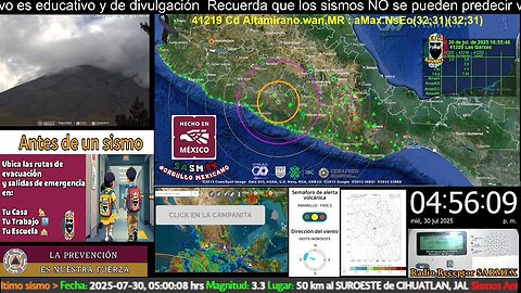 SISMO Magnitud 4.1 33 km al SURESTE de CD ALTAMIRANO, GRO 30/07/25 16:55:35 #noameritoalerta #SASMEX