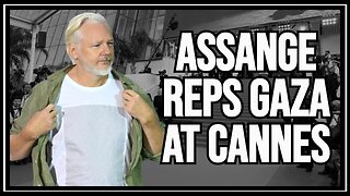 Assange Wears "STOP ISRAEL" Shirt Honoring Gaza Children at Cannes