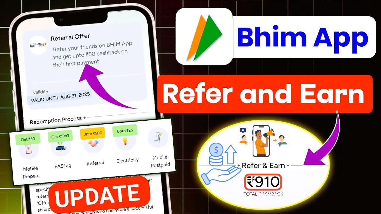 Bhim Refer and Earn New Update 2025 | Bhim App Me Refer Kaise Kare ! Bhim App Refer and Earn 2025