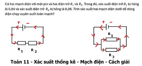 Toán 11: Xác suất mạch điện: Có hai mạch điện với một pin và hai điện trở R_1 và R_2