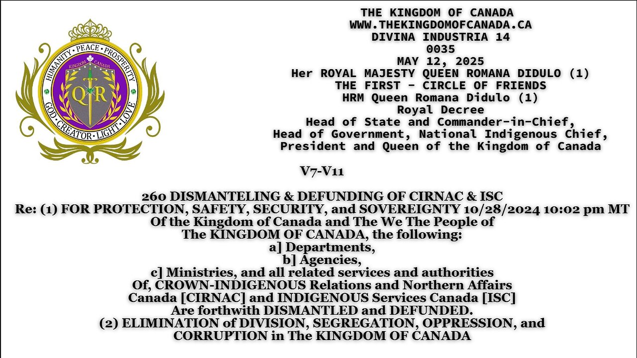 ROYAL DECREE 260 DISMANTLING & DEFUNDING OF CIRNAC & ISCRe: (1) FOR PROTECTION, SAFETY, SECURITY,