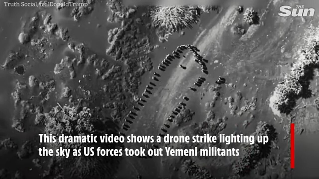 Trump posts clip of strike wiping out Houthis & jokes about foiling attack