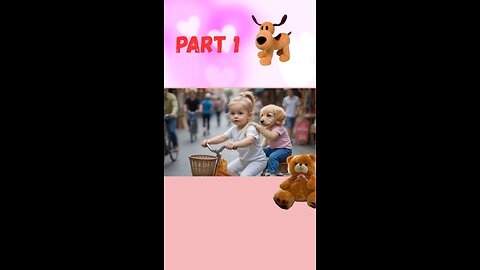 Adorable little girl and her puppies on McDonald's day. Part 1. #shorts