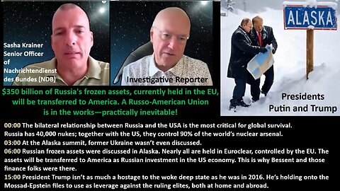Alex Krainer NDB: $350 billion of Russia's frozen assets, currently held in the EU, will be transferred to America. A Russo-American Union is in the works—practically inevitable!